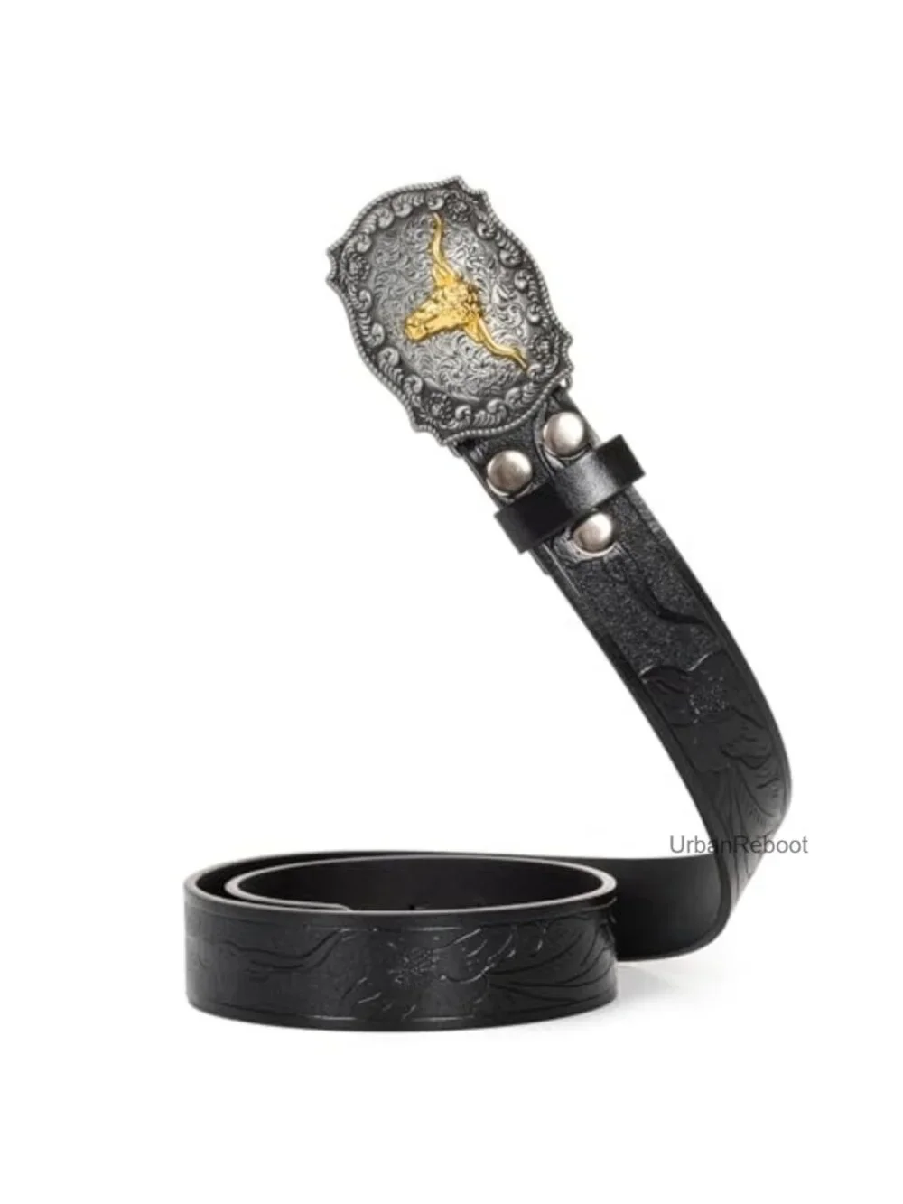 Western Cowboy Belt Waist 25-38 Faux Leather Embossed PU